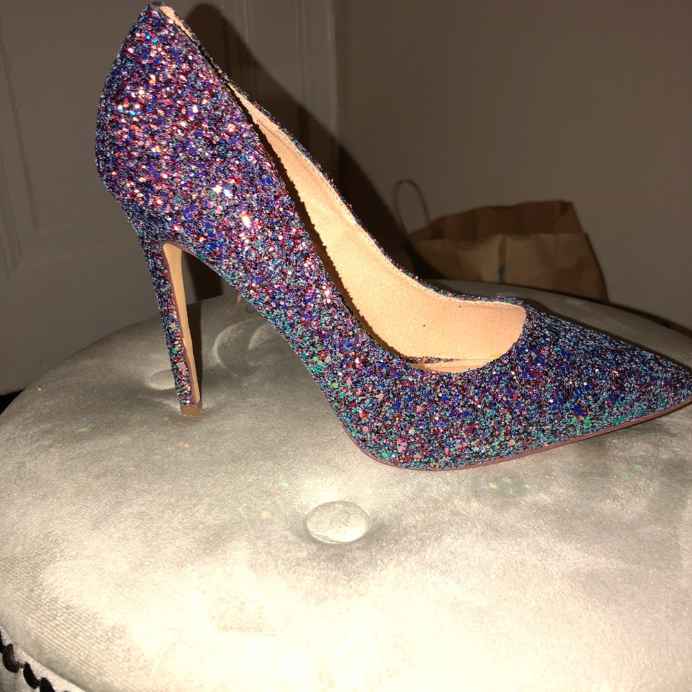 Rainbow glitter heels